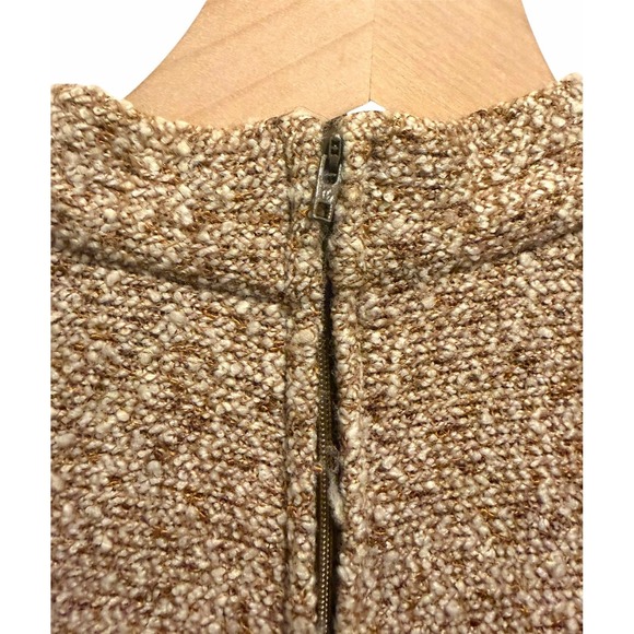 Vintage Dalton Quiet Luxury Maxi Dress Womens Size 10 Tan Herringbone Fringe 70s - Picture 10 of 15